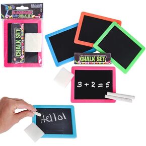 The Dreidel Company Neon Chalkboard Set Includes Board, Chalk, and Eraser, Educational Learning, Kids Prizes, Prize Giveaways, Party Favors - Assorted Colors (4-Pack)