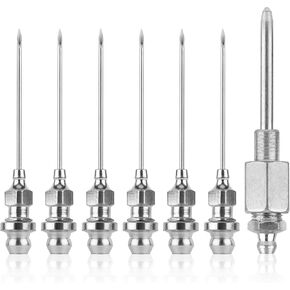 Grease Needle Gun Nozzle Kit, 7pcs Needle Grease Needle Fitting Dispenser Hardened Steel Grease Injector Grease Injection Tool for Narrow Space & Deep Hole Metal