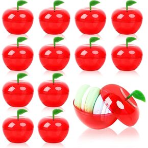 12 Pcs Plastic Apples Containers Teacher Gifts Bulk Red Clear Apples Container Apples Decorations for Back To School Candy Holder Rosh Hashanah Christmas Party Favor