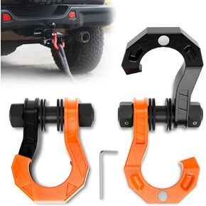 D Ring Shackles 3/4" Split Shackles, 44,000lbs Break Strength Towing Winch Shackles, Heavy Duty Shackles with 7/8" Screw Pin for Tow Strap Winch Off Road Vehicle Recovery, RedRed