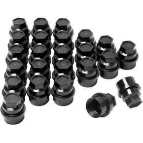 Set of 24, 15646250 Wheel Lug Nut Cap Black Plastic Covers Thread M27X2.0 for Sliverado Sierra 1500 Yukon Avalanche Suburban Express 1500 C1500 K1500 Escalade Traverse Yukon Dual Thread Lug Nuts