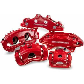 Power Stop Front S5044EB Pair of High-Temp Red Powder Coated Calipers