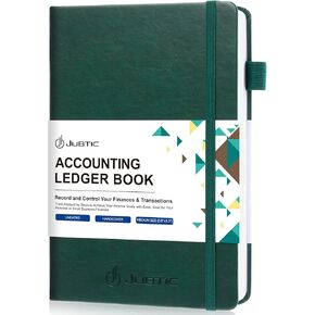JUBTIC Hardcover Accounting Ledger Book (7x10″) - Bank Accounting Log for Small Business Bookkeeping & Personal Use - Account Tracker Notebook Track Accounts, Deposit, Expense & Balance - Navy Blue