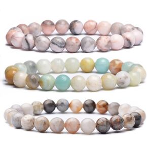 YJJelt Beaded Bracelets for Women Natural 8mm Gemstone Bead bracelet Healing Crystal Stretch Bracelet