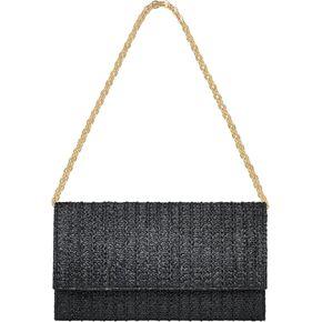Straw Clutch Purse Shoulder Crossbody Bag Envelope Purse Raffia Handbag for Summer Beach Travel 2024 Trendy