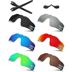 Bowyer 6 Pieces POLARIZED Replacement Lenses & Rubber Kits for Oakley Radar EV Path OO9208 Sunglasses - Black + Titanium Mirror + Surf Blue Mirror + Fire Red Mirror + Jade Green Mirror + Brown