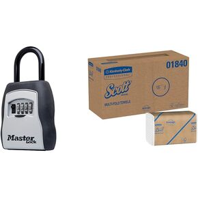 Master Lock Key Lock Box, Outdoor Lock Box for House Keys & Scott® Multifold Paper Towels (01840), with Absorbency Pockets™, 9.2" x 9.4" Sheets