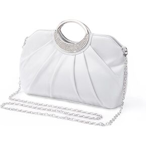 Clutch Purses for Women Formal, Soft Pleated Fabric Evening Bag, Dressy Handbags for Party, Prom, Wedding