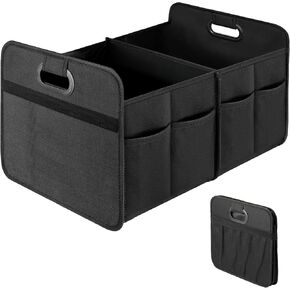 Simple Deluxe Trunk Organizer for Car/SUV/Truck, Collapsible 2 Compartment Automotive Storage Box, 600D Waterproof Oxford Polyester 50L Travel Accessories, Anti-slip & Leak-proof, Black in Saudi Arabia