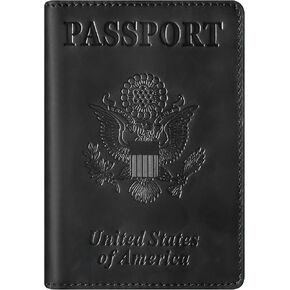 BIAOTIE Premium Leather Passport Holder Covers, Rfid Travel Wallet Passport Document Holder, Travel Essentials Wallet Cover Case for Men and Women (Black)