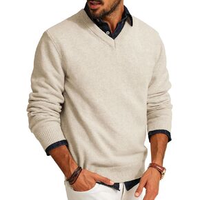 PJ PAUL JONES Mens V Neck Pullover Lightweight Wool Blend Long Sleeve Knit Sweater