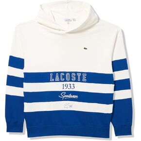 Lacoste Kids' Long Sleeve Stripe Large Graphics + Wording Hooded Sweatshirt
