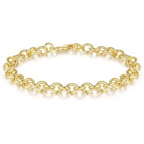 14K Gold Bracelets for Women Bracelets for Men Stylish O-Shaped Gold Cuban Link Chain Elegant Women's Gitfs Jewelry 6.5, 7, 7.5, 8, 9in