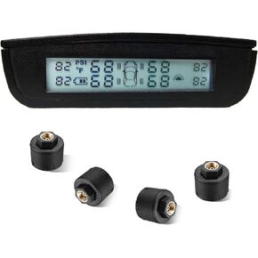 RV/Trailer Tire Pressure Monitoring System MS2 TPMS Black (0-99 PSI) -4℉~176℉ with Solar Charger, USB Rechargeable TPMS4 sensors