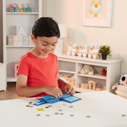 Melissa & Doug Pretend-to-Spend Toy Wallet With Play Money and Cards (45 pcs), Blue - FSC Certified in Saudi Arabia