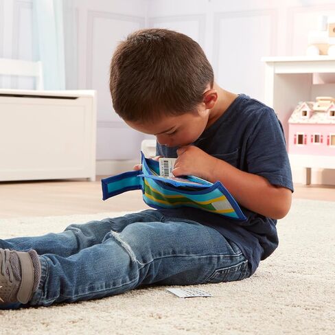 Melissa & Doug Pretend-to-Spend Toy Wallet With Play Money and Cards (45 pcs), Blue - FSC Certified in Saudi Arabia