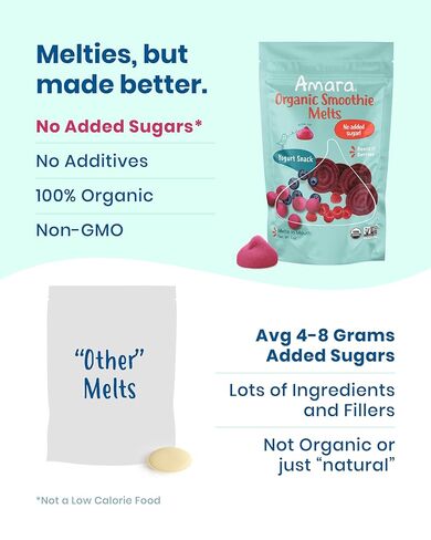 Amara Smoothie Melts - Mighty Sweet Greens - Baby Snacks Made With Fruits and Vegetables - Healthy Toddler Snacks For Your Kids Lunch Box - Organic Plant Based Yogurt Melts - 6 Resealable Bags in Kuwait