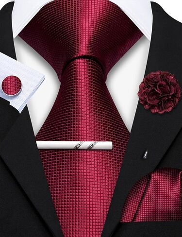 Barry.Wang Men Zipper Ties Extra Long Lapel Pin Tie Clip Set Stripe/Paisley Pre-Tied Necktie Pocket Square Cufflinks Wedding in Saudi Arabia