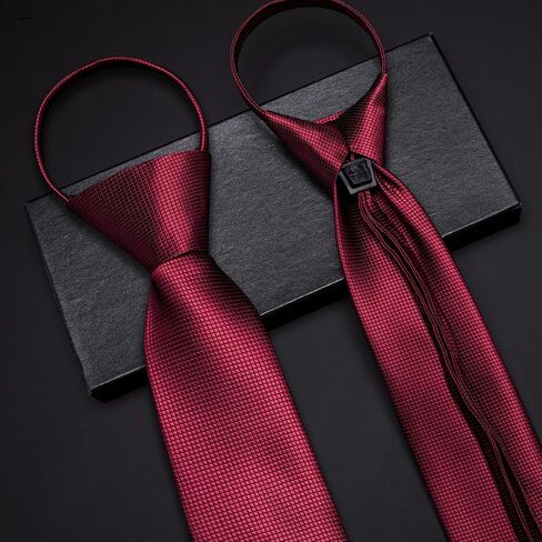 Barry.Wang Men Zipper Ties Extra Long Lapel Pin Tie Clip Set Stripe/Paisley Pre-Tied Necktie Pocket Square Cufflinks Wedding in Saudi Arabia
