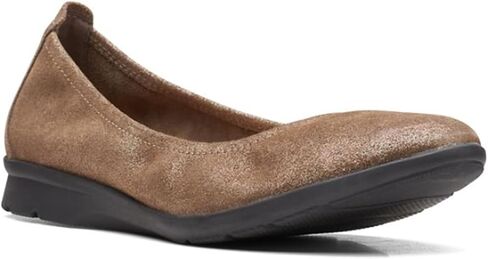 حذاء باليه مسطح Jenette Ease للسيدات من Clarks، جلد أسمر داكن، 8 in Kuwait