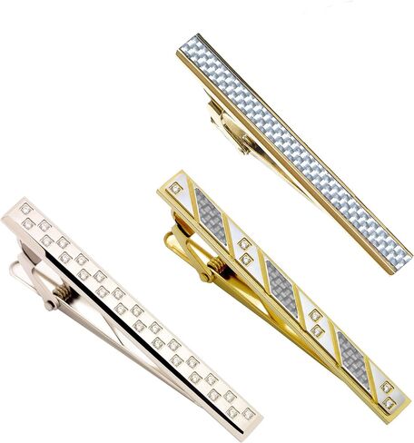 3PCS Stainless Steel Tie Clips Tie Tack Pins for Men, Business Professional Fashion Designs Classic Style Tie Bar Set Accessory for Necktie Suit Shirt, Couple Gift Men Father's Day Gift in Saudi Arabia