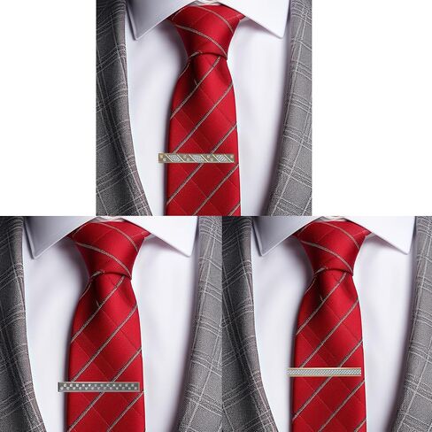 3PCS Stainless Steel Tie Clips Tie Tack Pins for Men, Business Professional Fashion Designs Classic Style Tie Bar Set Accessory for Necktie Suit Shirt, Couple Gift Men Father's Day Gift in Saudi Arabia