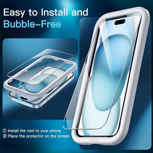 JETech Screen Protector for iPhone 15 6.1-Inch with Camera Lens Protector, Bubble Free, Easy Installation Tool, Tempered Glass Film, HD Clear, 3-Pack Each in Saudi Arabia