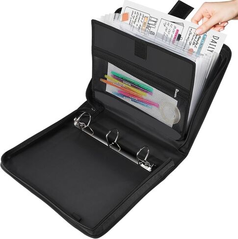 KTRIO Zipper Binder, 3 Ring 2.5 Inch Binder Organizer with Zipper, School Binder with Shoulder Strap, Portfolio Binder, Zip Up Binder with Strap with Handle and 2 Pockets, Black and Grey in Saudi Arabia