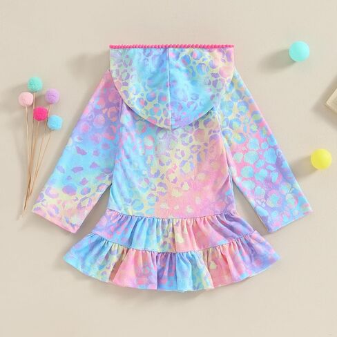 MAYUMMPY Kids Girl Swim Cover Up Swimsuit Zipper Beach Pool Bathing Suit Hoodie Dress Terry Coverup Swimwear in Saudi Arabia
