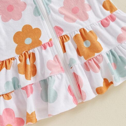 Kids Hooded Terry Swim Cover Up for Girl Swimsuit Summer Zip Ruffle Dress Long Sleeve Floral Towel Coverup Swimwear in Saudi Arabia