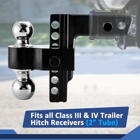 Wsays 6 Inch Drop Adjustable Trailer Hitch Ball Mount Fits 2" Receiver, 12,000 LBS GTW, (2" & 2-5/16") Stainless Steel Balls, 5/8" Tow Hitch Anti-Theft Lockable Pin SUVs, Pickups, Trucks, etc in Saudi Arabia