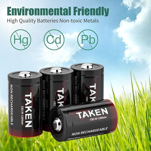 Taken CR2 Lithium Battery 8Pack, 850mAh Non-Rechargeable CR2 for Golf Rangefinder, Alarm Systems, Motion Sensor, Smoke Detector, Flashlight, Camera【10-Year Shelf Life】 in Kuwait
