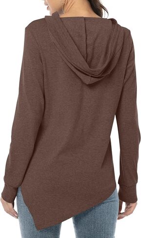 AYIFU Womens Long Sleeve Tunic Hoodies Irregular Hem Hoody Casual Solid Tops with Pocket in Saudi Arabia
