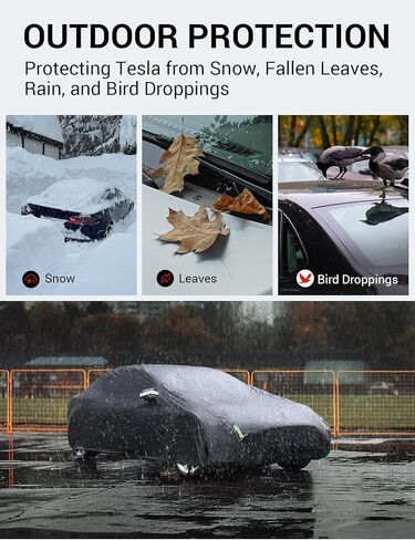 BASENOR 2024 Newest Tesla Model 3 Car Cover All-Weather Waterproof UV Protection Full Exterior Accessories with Charge Port Opening & Ventilated Mesh for Model 3 2017-2024 in Kuwait