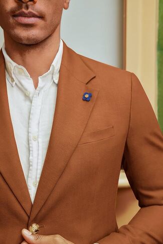 PJ PAUL JONES Men's Sport Coats and Blazers Linen Cotton Blazer Regular Fit 2 Buttons Suit Jacket with Removable Brooch in Saudi Arabia