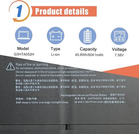 بطارية لوحة المفاتيح ASODI G3HTA040H G3HTA041H 62.2Wh متوافقة مع Microsoft Surface Book 2 مقاس 15 بوصة طراز 1793 سلسلة قاعدة الأداء 11.36 فولت 5473 مللي أمبير في الساعة - مع أدوات in Saudi Arabia