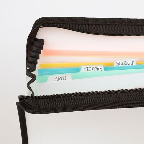 Five Star Expanding File Organizer + Study App, 7-Pocket Accordian File Organizer, Zipper Closure, Holds 11" x 8-1/2", White (350099E-ECM) in Saudi Arabia