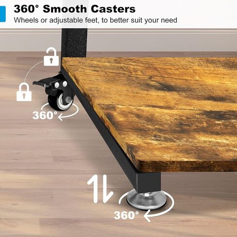 Rolling TV Stand with Power Outlet, Mobile TV Cart on Wheels for 32-75 Inch Large LCD/LED TVs Flat Curved Screen TV Floor Stand with Height Adjustable AV Shelf (Retro Style) in Saudi Arabia