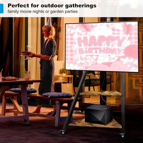 Rolling TV Stand with Power Outlet, Mobile TV Cart on Wheels for 32-75 Inch Large LCD/LED TVs Flat Curved Screen TV Floor Stand with Height Adjustable AV Shelf (Retro Style) in Saudi Arabia