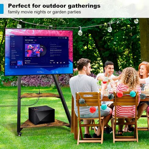 Rolling TV Stand with Power Outlet, Mobile TV Cart on Wheels for 32-75 Inch Large LCD/LED TVs Flat Curved Screen TV Floor Stand with Height Adjustable AV Shelf (Retro Style) in Saudi Arabia