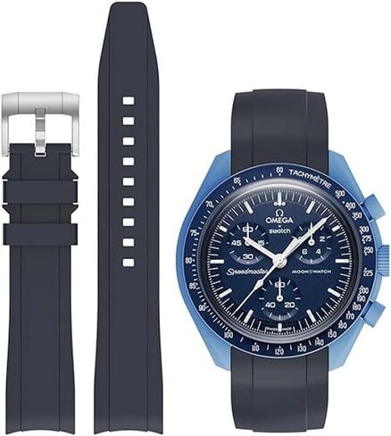 WatchBands 20mm for Moonswatch Watch,Curved No Gap Silicone Strap,Compatible with Omega X Swatch Moonswatch Speedmaster Watch,Swatch Omega Moonswatch Speedmaster Watch Replacement Strap for Women Men in Kuwait