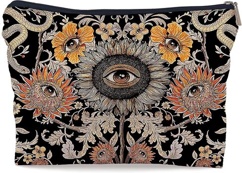 Ayxvt Boho Makeup Bag,Sun and Moon Makeup Bag,Hippie Flower Pouch Floral Cosmetic Bag，,Boho Gifts for Women Teen Girls in Kuwait