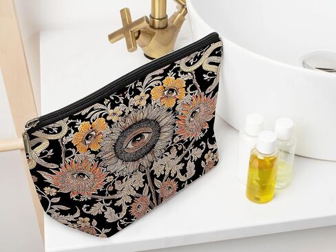 Ayxvt Boho Makeup Bag,Sun and Moon Makeup Bag,Hippie Flower Pouch Floral Cosmetic Bag，,Boho Gifts for Women Teen Girls in Kuwait