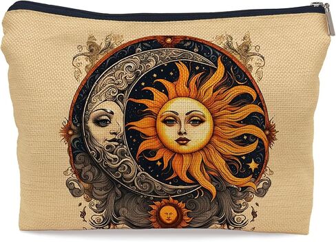 Ayxvt Boho Makeup Bag,Sun and Moon Makeup Bag,Hippie Flower Pouch Floral Cosmetic Bag，,Boho Gifts for Women Teen Girls in Kuwait