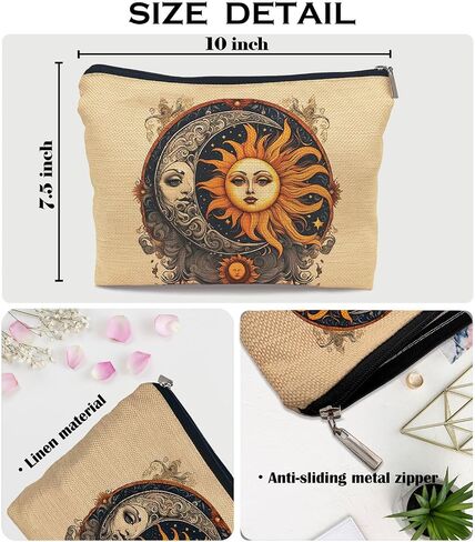 Ayxvt Boho Makeup Bag,Sun and Moon Makeup Bag,Hippie Flower Pouch Floral Cosmetic Bag，,Boho Gifts for Women Teen Girls in Kuwait
