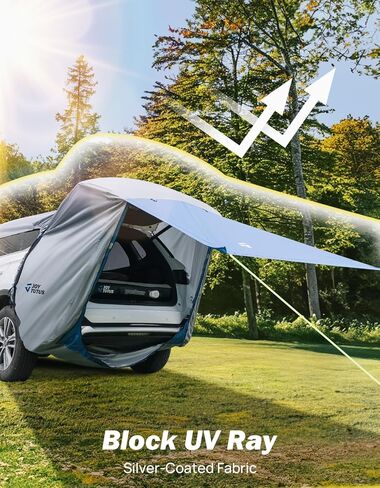 خيمة الباب الخلفي من JOYTUTUS SUV مع مظلة من ثلاثة جوانب، مظلة وأعمدة لسقف السيارة، خيمة تخييم مقاومة للماء، مفضلة للسفر في الهواء الطلق، تناسب معظم سيارات الدفع الرباعي، باللون الأزرق in Saudi Arabia