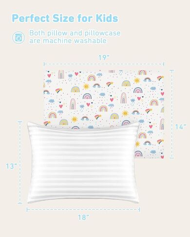 Babebay Toddler Pillow,13X18 Soft Toddler Pillows for Sleeping, Machine Washable Kids Pillow with Cotton Pillowcase, Perfect for Travel, Toddlers Cot in Kuwait