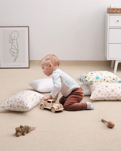 Babebay Toddler Pillow,13X18 Soft Toddler Pillows for Sleeping, Machine Washable Kids Pillow with Cotton Pillowcase, Perfect for Travel, Toddlers Cot in Kuwait