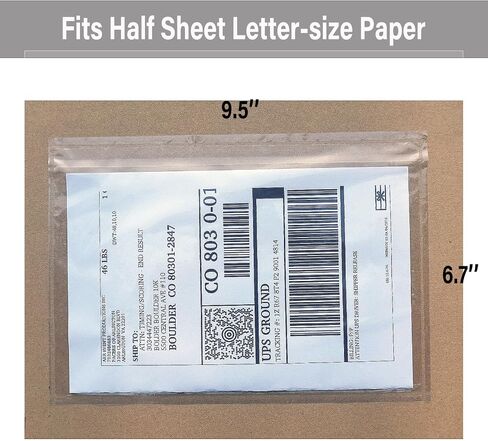 (240 Pack) BEUYI Clear 9.5'' x 6.7'' Packing List Envelopes, Adhesive Shipping Label Pouches/Sleeves, Easily Fits Half of Letter-Size Paper in Saudi Arabia