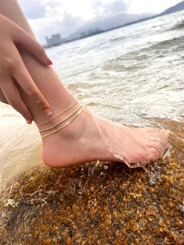 Sterling Silver Ankle Bracelets for Women Sterling Silver Bracelets for Women Anklets for Women Waterproof Adjustable Anklet Bracelets for Women Dainty Silver Bracelet Dainty Jewelry for Women in Kuwait